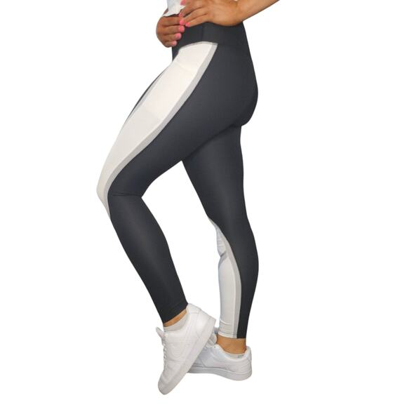 Black White Colorblock Leggings Womens XS Compression Workout Running Gym Yoga - Picture 3 of 15